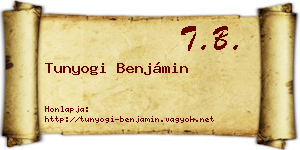 Tunyogi Benjámin névjegykártya